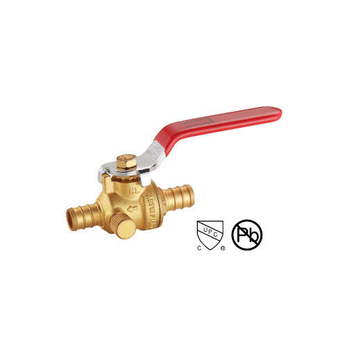 Válvula de bolas Pex X Pex con desagüe plano o revestimiento de bronce WOG para puerto de conexión de tubería 1/2 -1  ((600 WOG,150WSP)