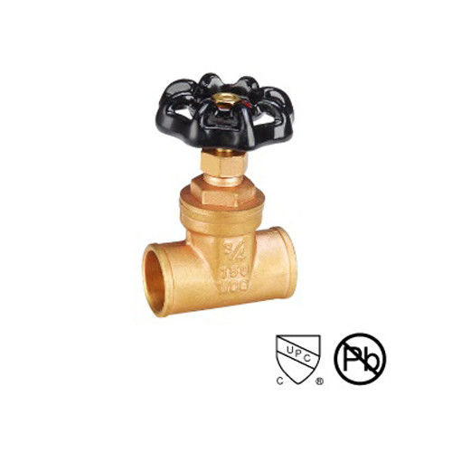 Cuerpo de fundición de válvula de puerta de bronce SS válvula de puerta de agua roscada Conectar potencia manual Rueda de mano negra