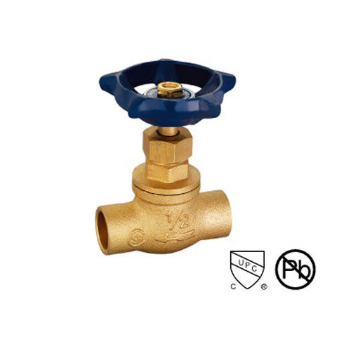 3/8 "-3/4" extremos de soldadura conectar la válvula de parada de latón recta a través del tipo de asiento renovable y disco